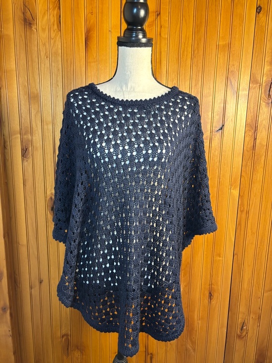 Chico's Tops - Chico's Navy Open-Knit Poncho, size L/XL